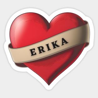 Erika - Lovely Red Heart With a Ribbon Sticker